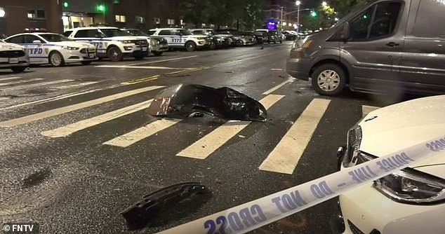 The shooting took place on Frederick Douglass Boulevard and West 147 Street in Harlem (crime scene, pictured)