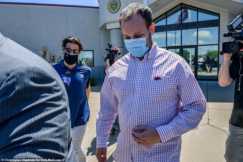 Duggar (pictured after his release from jail in May) allegedly asked federal agents without knowing anything about the nature of the probe: 'Has someone downloaded child pornography?'